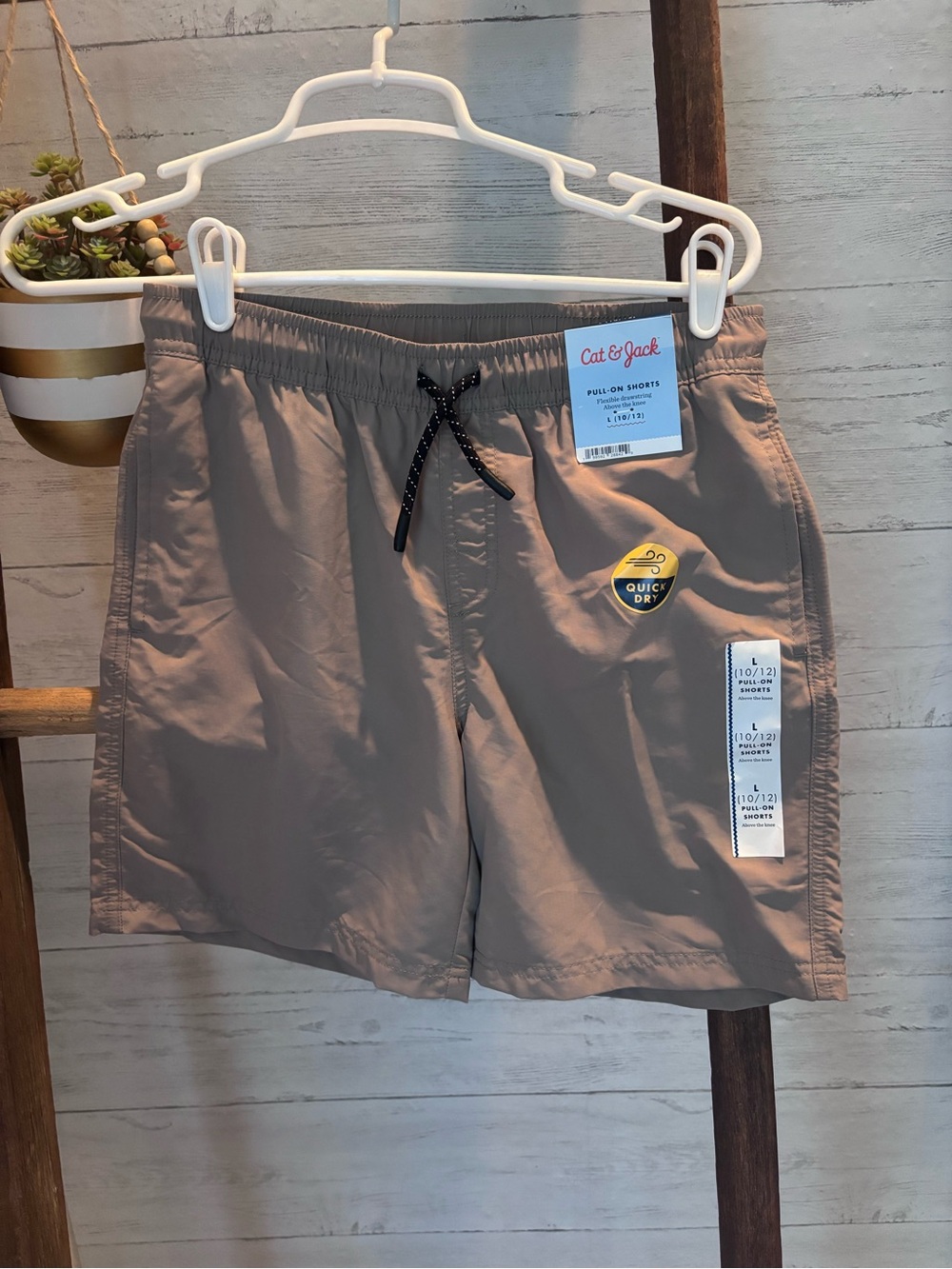 Cat & Jack Boys  Taupe-Brown Quick-Dry Shorts